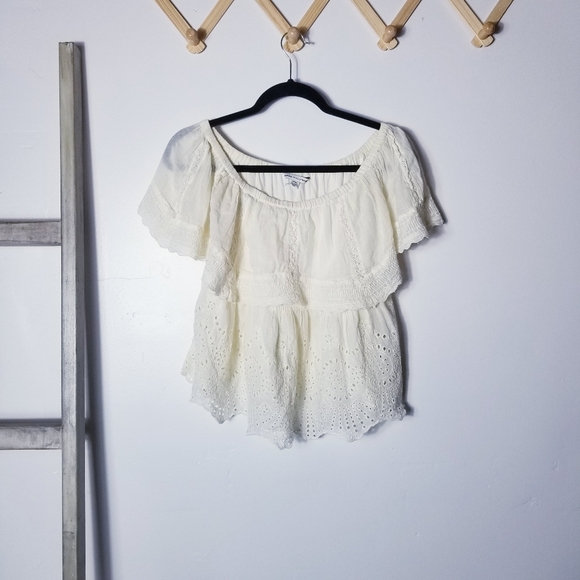 AMERICAN EAGLE OUTFITTERS OFF SHOULDER BLOUSE SIZE MEDIUM - Picture 1 of 11